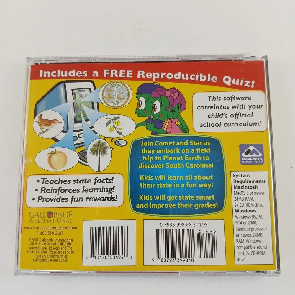 Let's Discover South Carolina Interactive Cd-rom Ages 7-14 Homeschool Elementary